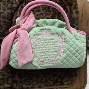 Juicy Couture Mint Green and Pink Quilted Shoulder Bag